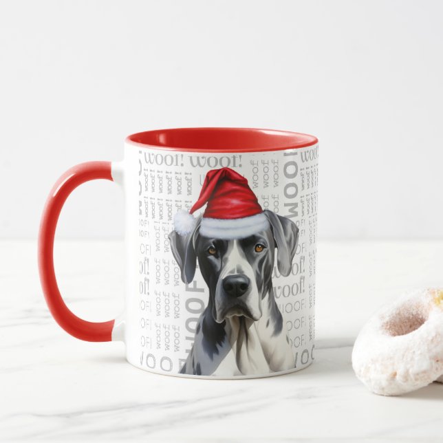 Taza Un gran Papá Noel en el fondo de Woof (Con donut)