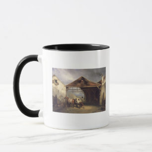 Taza Un herrador que calza un caballo