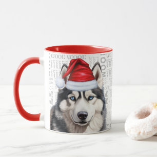 Taza Un Husky Perro Siberiano en el fondo de Woof