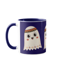 Un ilustracion de un fantasma lindo con una sonris