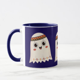 Taza Un ilustracion de un fantasma lindo con una sonris