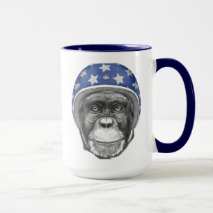 Taza Un jinete de la motocicleta del chimpancé