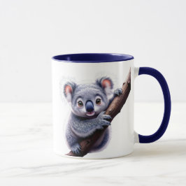 Taza Un koala mignon accroché à une branche.
