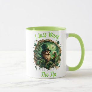 Taza Un Leprechaun Brillante Salvando Una Pinta