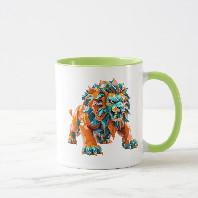Taza Un lion féroce sur le point d'attaquer. (Derecha)