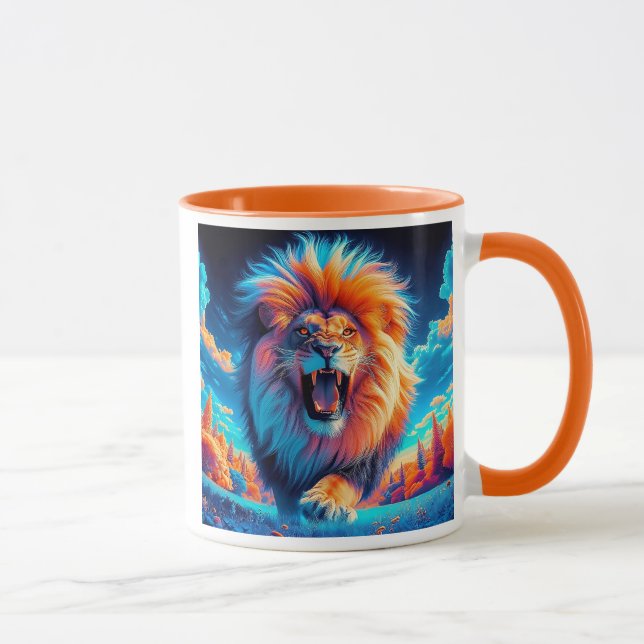 Taza Un lion impressionnant qui rugit. (Derecha)