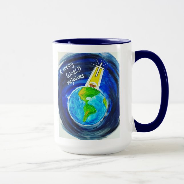 Taza Un mundo cansado se alegra - Café Mug (Derecha)