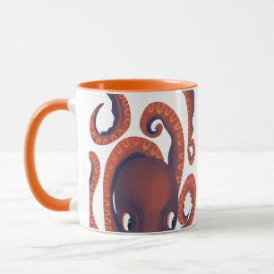 Taza Un Naranja tímido y tímido que mira el pulpo vida