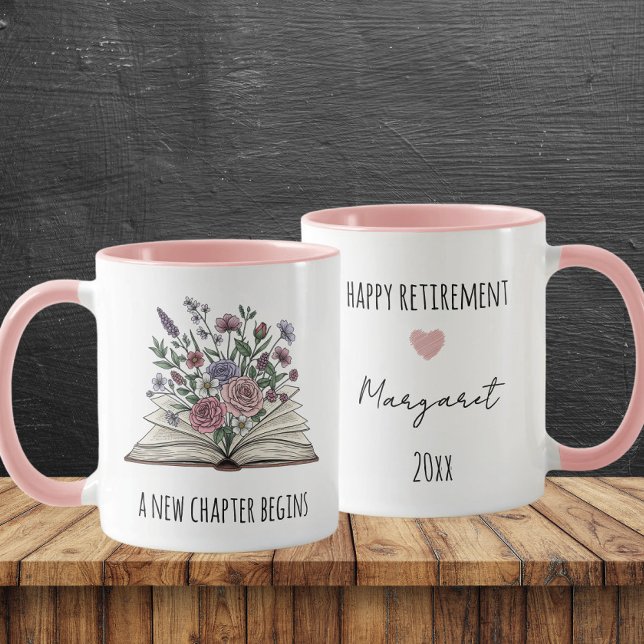Taza Un nuevo capítulo comienza la jubilación floral Pe (Subido por el creador)
