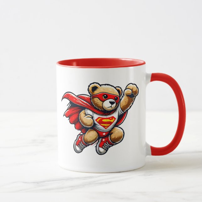 Taza Un ourson super-héros en plein vol. (Derecha)