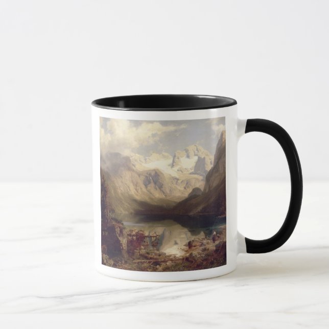 Taza Un paisaje alpino extenso del lago, 1862 (aceite (Derecha)