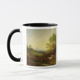 Taza Un paisaje con ganado y figuras por una corriente