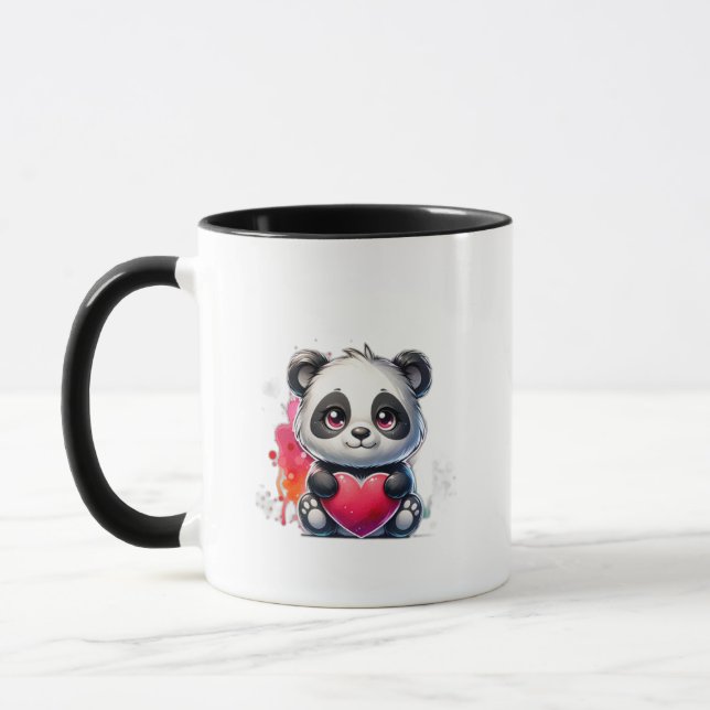 Taza Un panda lindo abrazando el corazón (Izquierda)