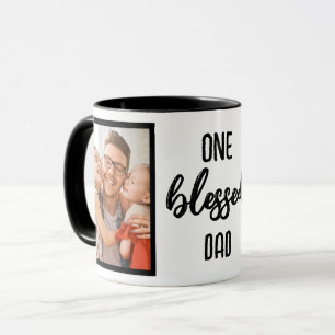 Taza Un papá bendecido   Foto del Día del Padre Moderno