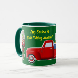 Taza Un petardo pescador con un pequeño camión rojo