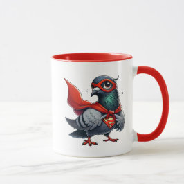 Taza Un pigeon super-héros avec sa cape.