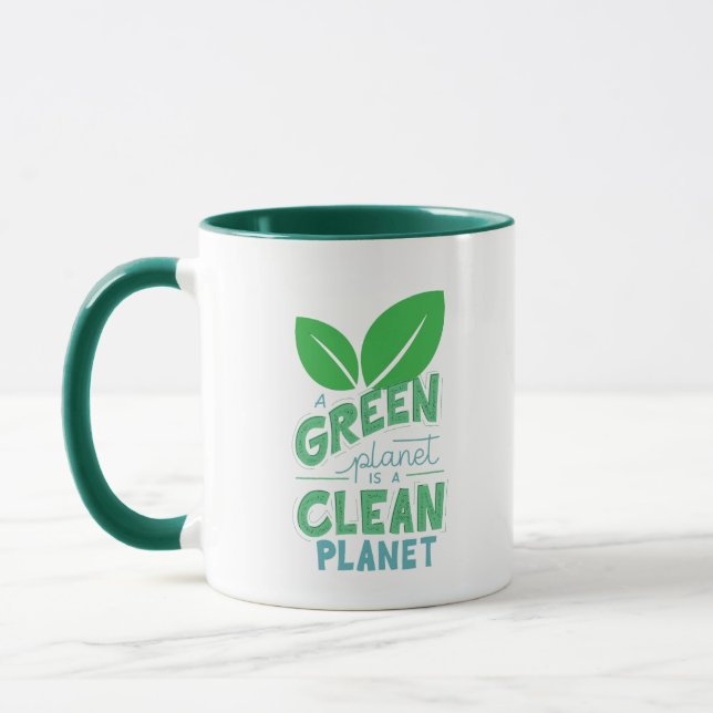 Taza Un planeta verde es planeta limpio, cambio climáti (Izquierda)