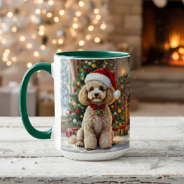 Taza Un Poodle Festivo Lindo Personalizado de Navidad