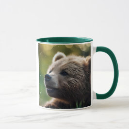 Taza Un portrait d'ourson sur fond flouté.
