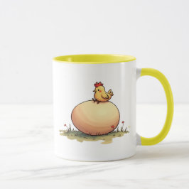 Taza Un poussin couve un œuf.