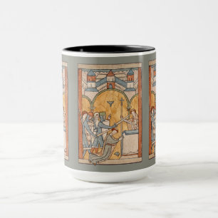 Taza Un primer martirio de Santo Tomás Becket en una ta