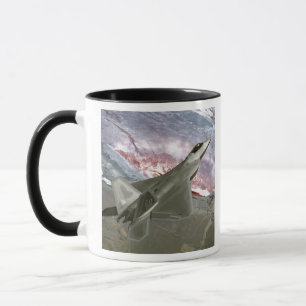 Taza Un rapaz F/A-22 vuela una misión de entrenamiento