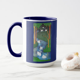 Taza Un rebaño de siete cisnes nadando