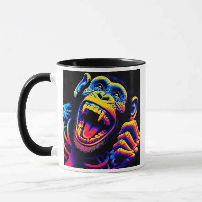 Taza  Un singe hurlant dans un style pop art.  (Izquierda)