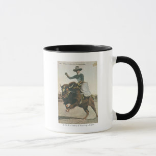 Taza Un vaquero feliz en un búfalo Bucking