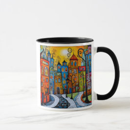 Taza Un village coloré aux formes originales.