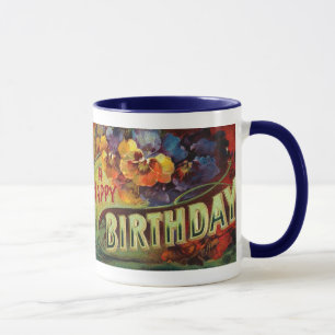 Taza Un vintage del feliz cumpleaños pintado