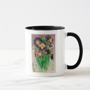 Taza Una alegre violación de Pascua con escena de mujer
