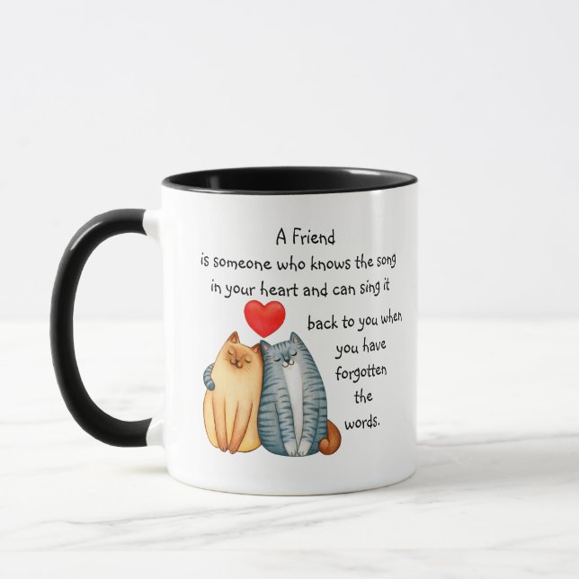 Taza Una amistad amistad amor cita gatos pequeños (Izquierda)
