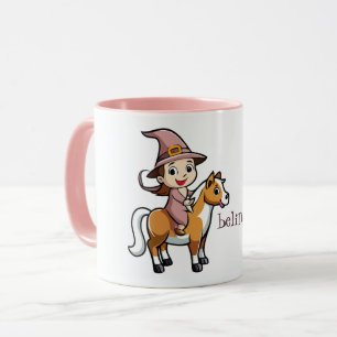 Taza Una bruja chiflada montando un caballo