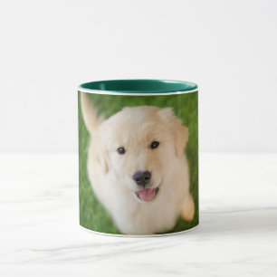 Taza Una cachorro dorada en el césped