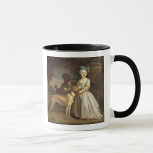 Taza Una chica joven con un perro y una página, 1720-3