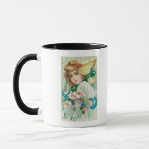 Taza Una doncella cariñosa del pensamiento con el capo