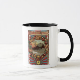 Taza Una escena del país con la frontera de la