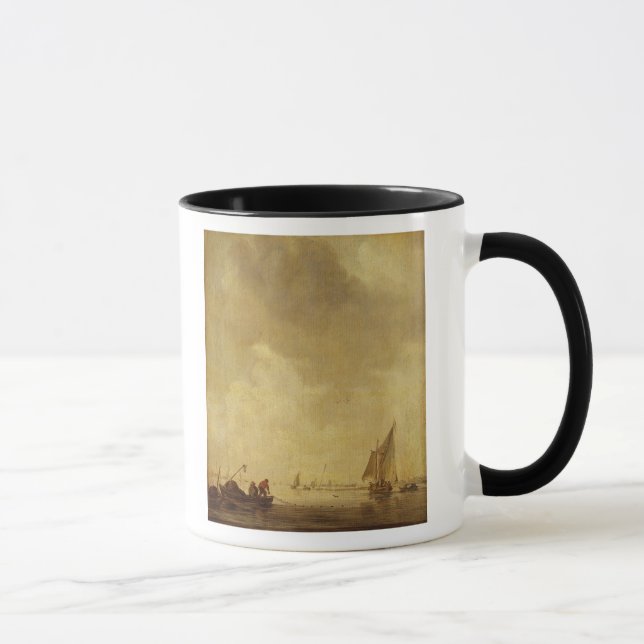 Taza Una escena del río, con los pescadores poniendo (Derecha)