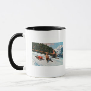 Taza Una escena Sledding del trineo largo