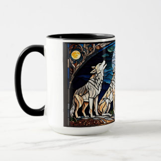 Taza Una familia de lobos gritando en la luna