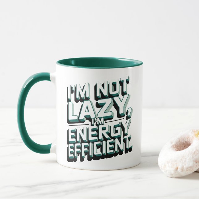 Taza Una frase divertida- No soy perezoso, soy eficient (Con donut)