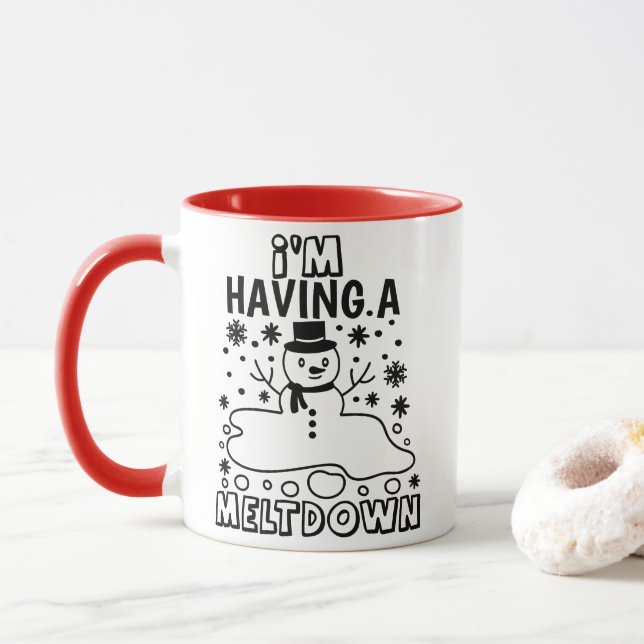 Taza Una fusión | Navidades divertidos Humor de Snowman (Con donut)