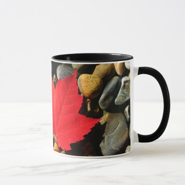 Taza Una hoja de arce sobre un fondo de roca (Derecha)