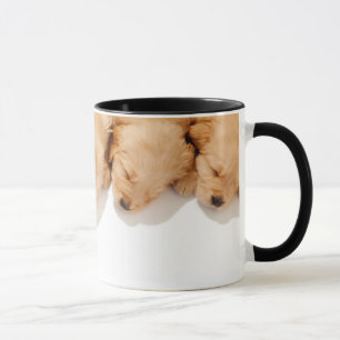 Taza Una línea de cachorros que duermen dorados