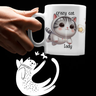 Taza Una loca dama de un gato adormeció un gato espacia