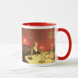 Taza Una mesa de comedor por la noche de John Singer Sa