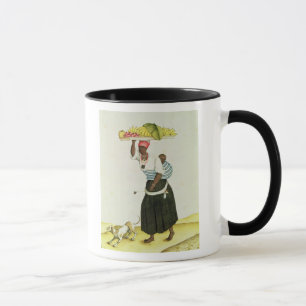 Taza Una mujer que lleva una bandeja de fruta en su