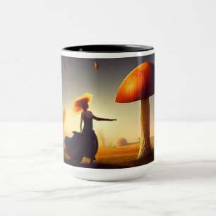 Taza Una mujer y un hongo enorme