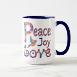 Taza Una Paz Colorida, Amor Alegre Navidades y Hanukkah<br><div class="desc">Este diseño pintado a mano,  con colores vivos,  es la forma perfecta de nivelar tus regalos de temporada.</div>